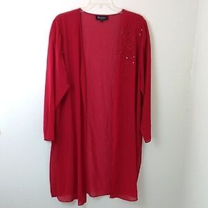 Vintage‎ Duster Chiffon Beaded Embroidered Gemstone Sz 18 Fairy Boho